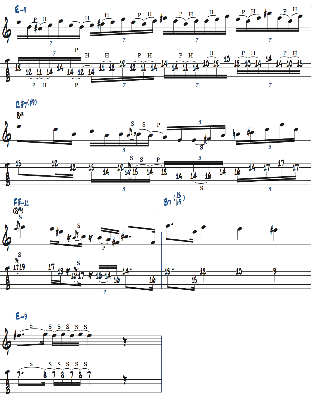 Ed MottaのSmileのコード進行を使ったアドリブ例楽譜ページ3