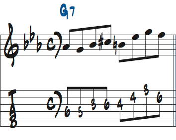 Gオルタードスケールを使ったリック楽譜3