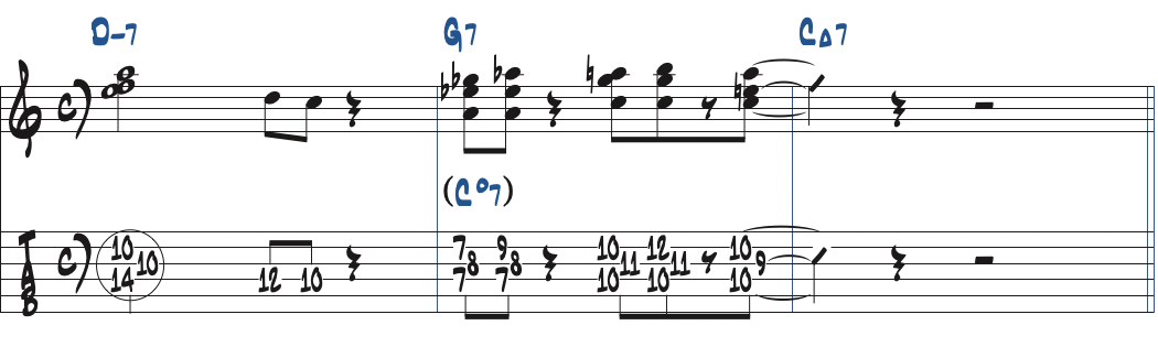 Cdim7を使ったコンピングアイデア3楽譜