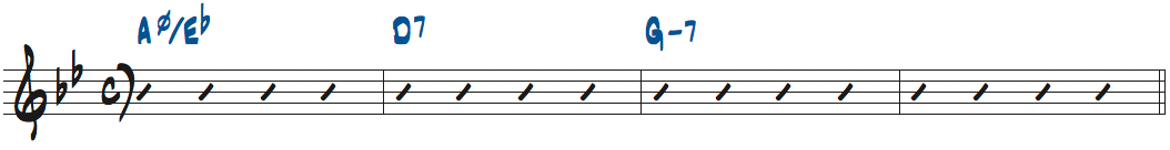 Am7(b5)/Eb-D7-Gm7にした楽譜