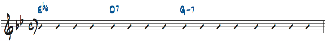 Eb6-D7-Gm7にした楽譜