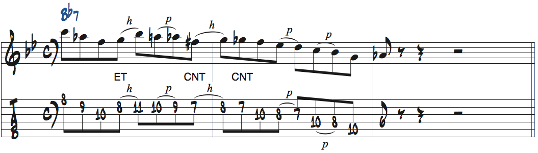 Bb7で使えるリックアレンジ例1楽譜