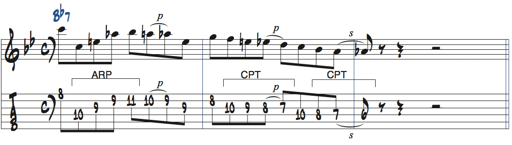 Bb7で使えるリックアレンジ例2楽譜