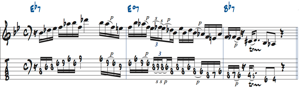 ペンタトニックスケール＋b5を使ったアドリブ例2楽譜