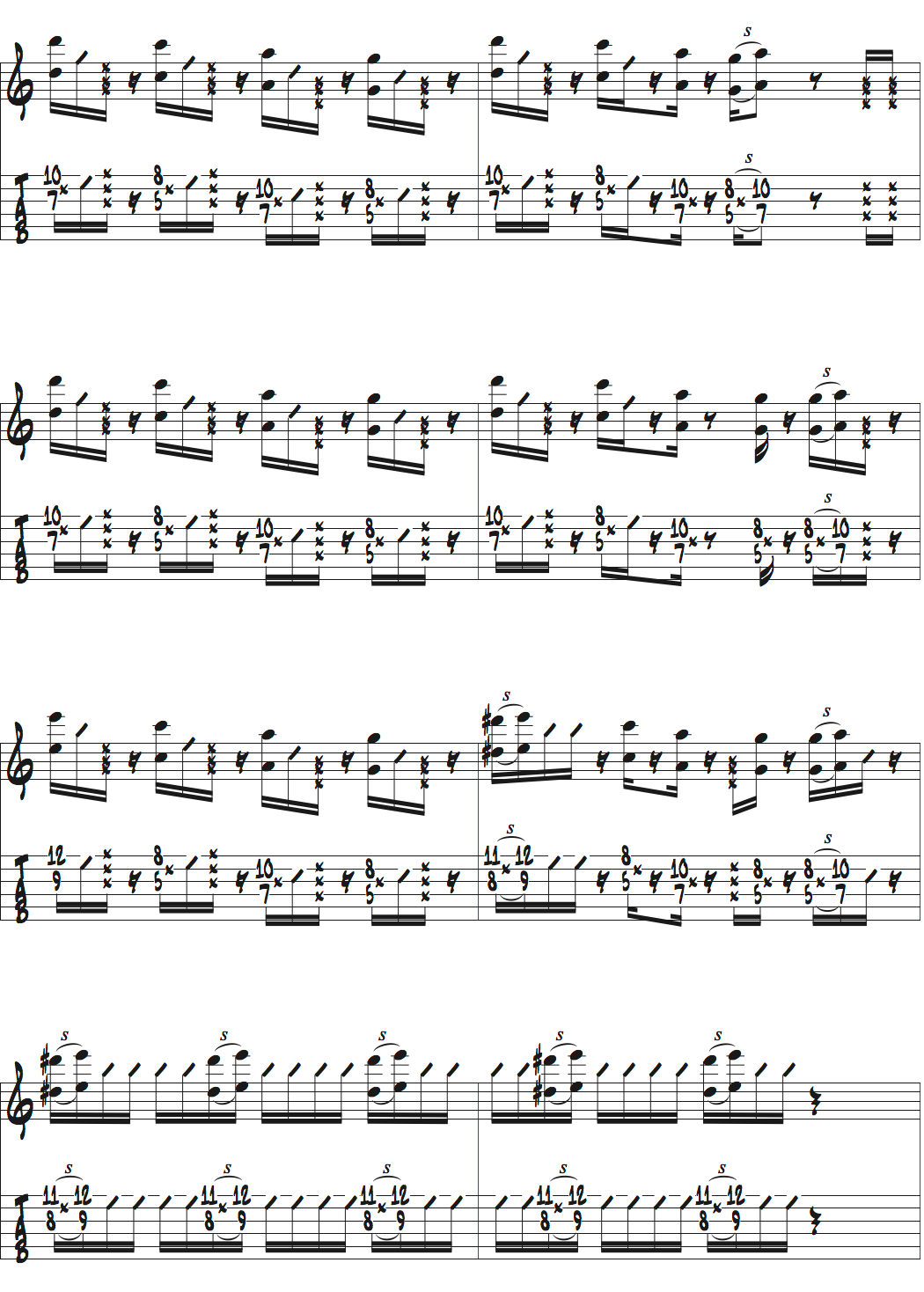 ポールジャクソンジュニアが弾くAm7でのリズムギターまとめ演奏楽譜ページ2