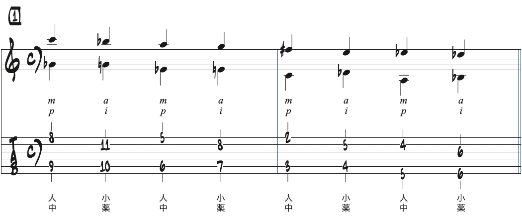 対位法の練習フレーズ1楽譜