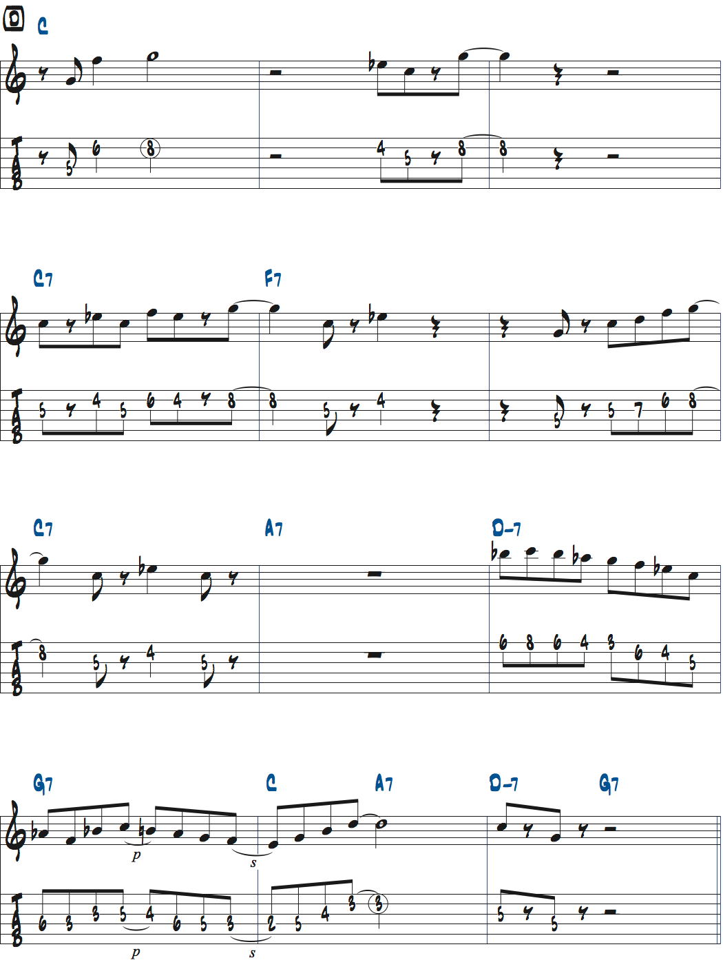 Mike MorenoのPerhapsアドリブ1コーラス目楽譜