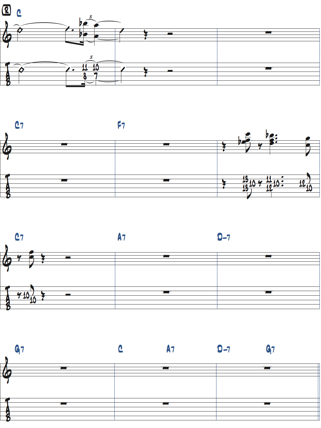 Mike MorenoのPerhapsコンピング3コーラス目楽譜