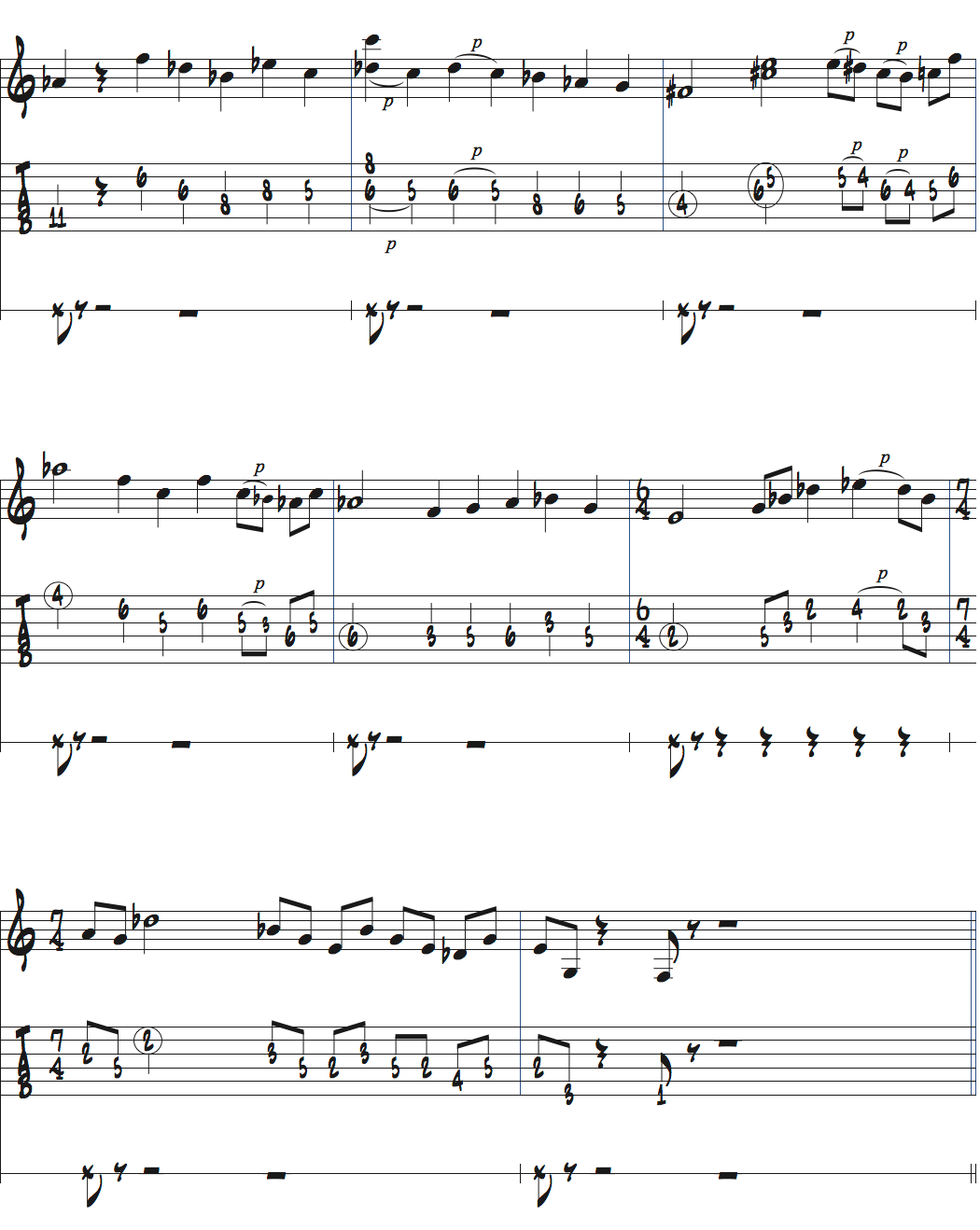 メトロノームをいろいろな拍子の1拍めと捉える練習楽譜ページ5